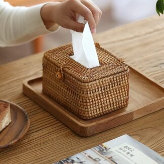 Rattan Tissue Box Simple Hand Woven Napkin Holder