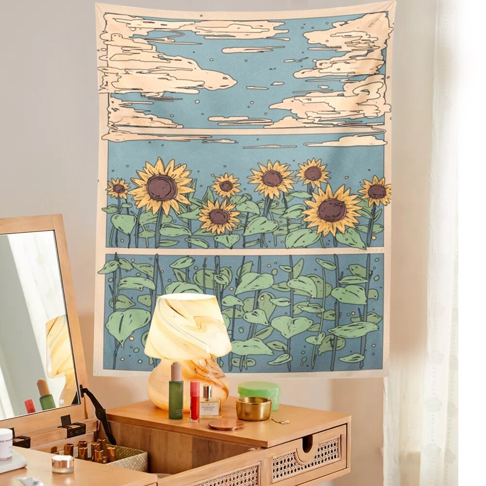Flower Retro 70s Hippie Tapestry Wall Hanging - Image 2