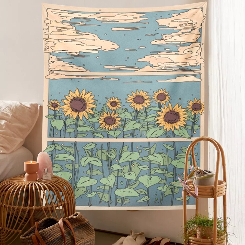 Flower Retro 70s Hippie Tapestry Wall Hanging - Image 3