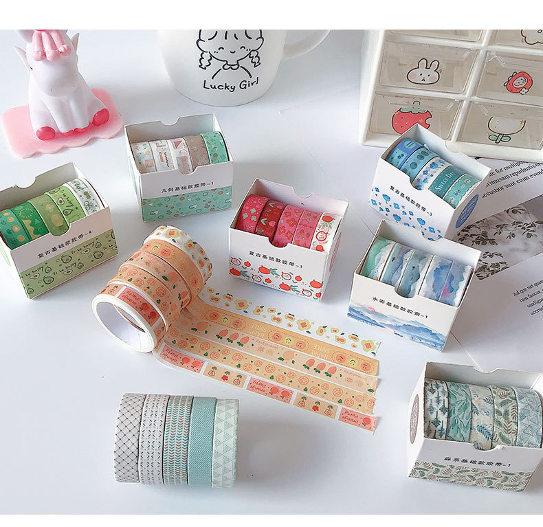 5 PCS/Box Retro Geometry Washi Tape Set DIY Decoration - Image 2