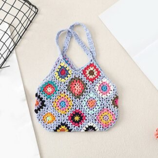 Women Pink Tote Bag Floral Crochet