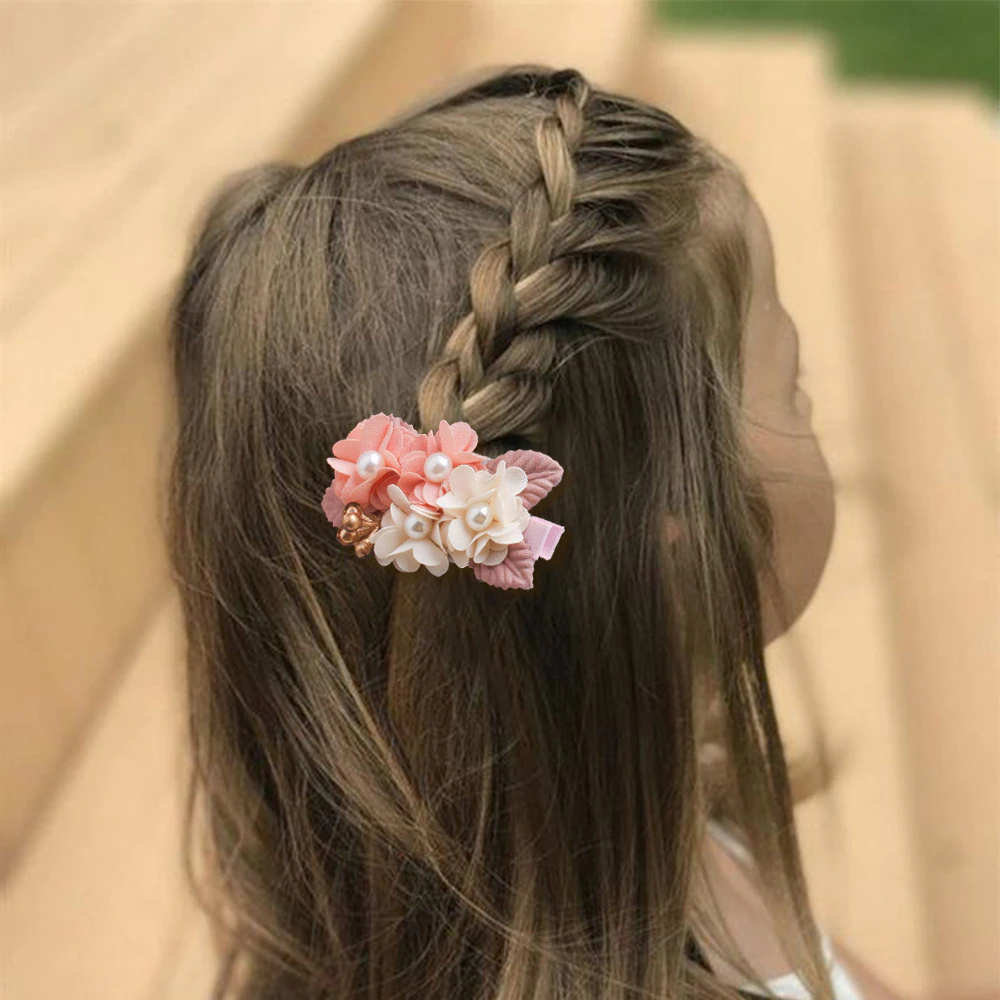 3Pcs Baby Girls Head-wear Princess Pink Flower Hairpin - Image 2