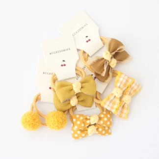 Baby Hair Band Girls Ties Bows Elastic Stripe Yellow