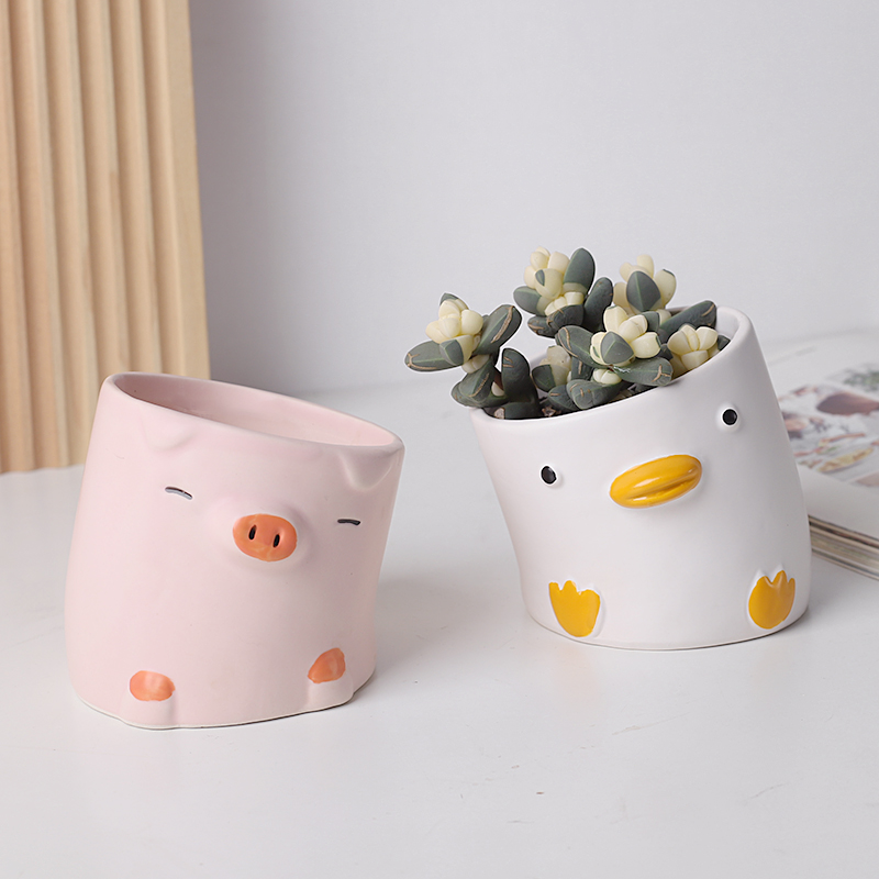 Cute Cartoon Animal Flower Pot Desktop Balcony Succulent Planting Flowerpot Decoration, Pig - Image 3
