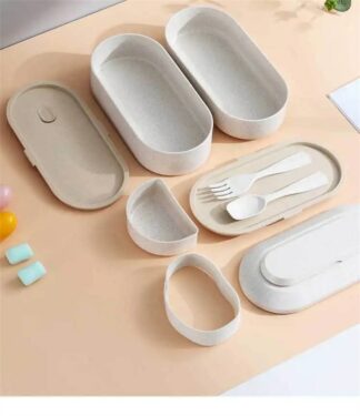900ml Beige Bento Box with Spoon