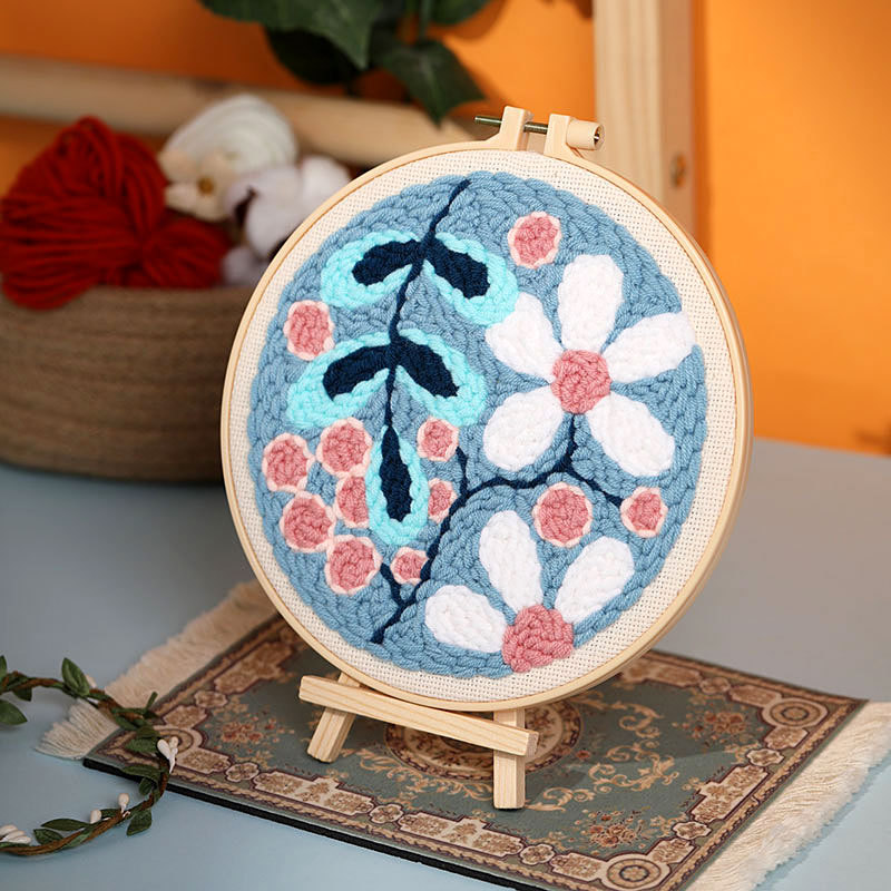 Punch Needle Embroidery Kit with Yarn Floral Pattern - Image 2