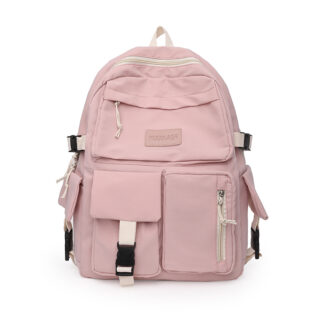 Simple Canvas Backpack Large Capacity, Pink
