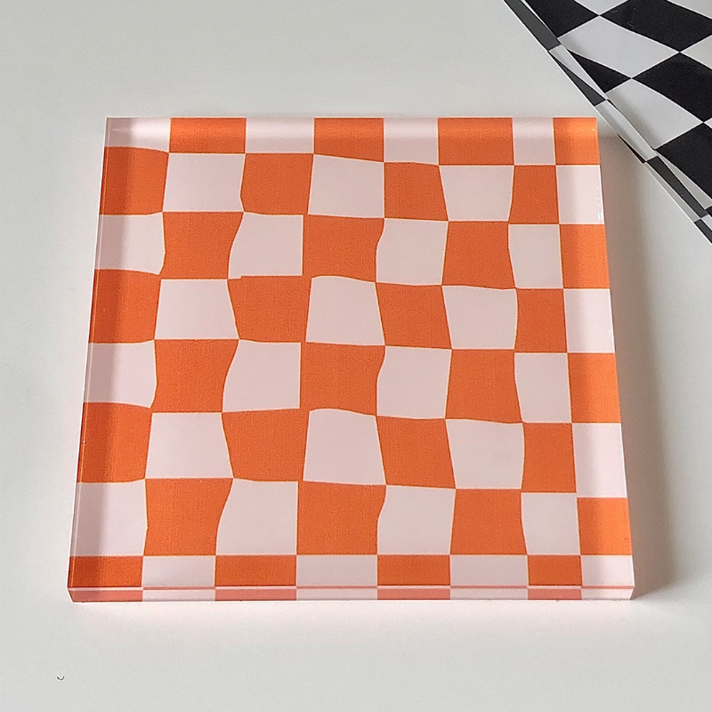 Cup Coaster Placemats for Cups Checkerboard Coaster, Orange