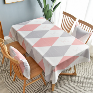 Color Prism Simple Geometric Tablecloth Waterproof Oxford Cloth, Pink