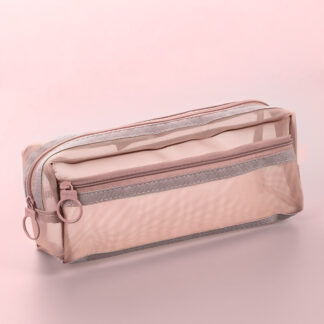 Zipper Transparent Mesh Pencil Bag