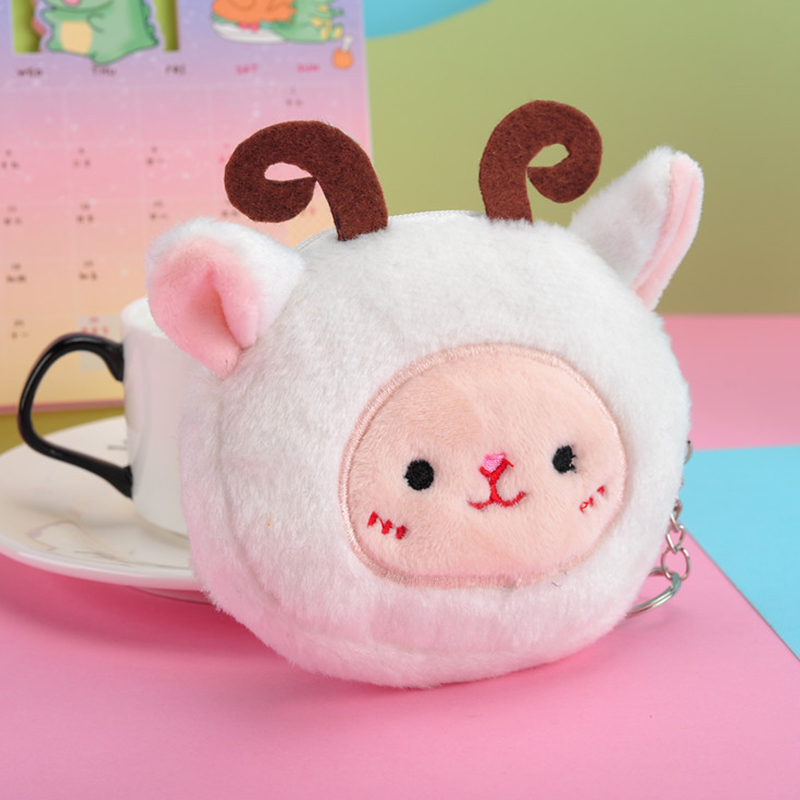Cute Cartoon Sheep Zipper Plush Coin Purse