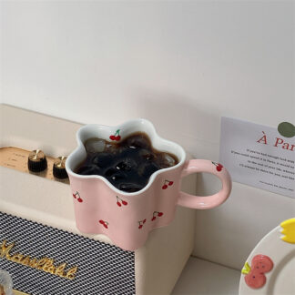Flower Cherry Korean Mug Ceramic Pink 300ml