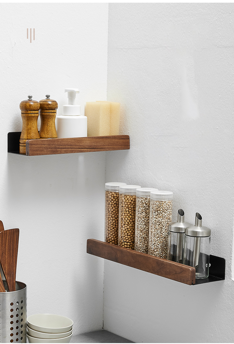 Solid Wood Corner Shelves, Wall Mounted Shampoo Holder - Image 3