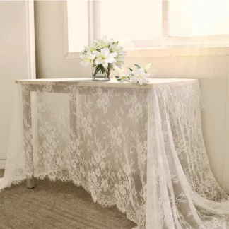 Rustic Wedding White Lace Tablecloth Vintage Embroidered Reception