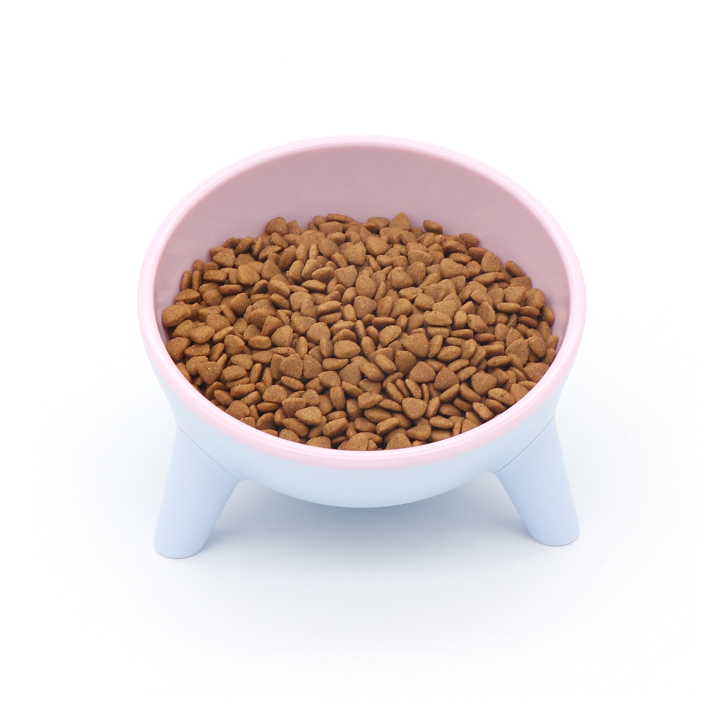 Imitation Ceramics Pet Food Bowl With Stand Pink