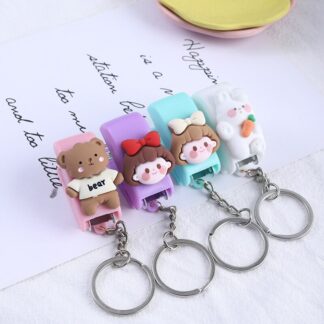 Cute Cartoon Mini Stapler Key Chain Macaron Color
