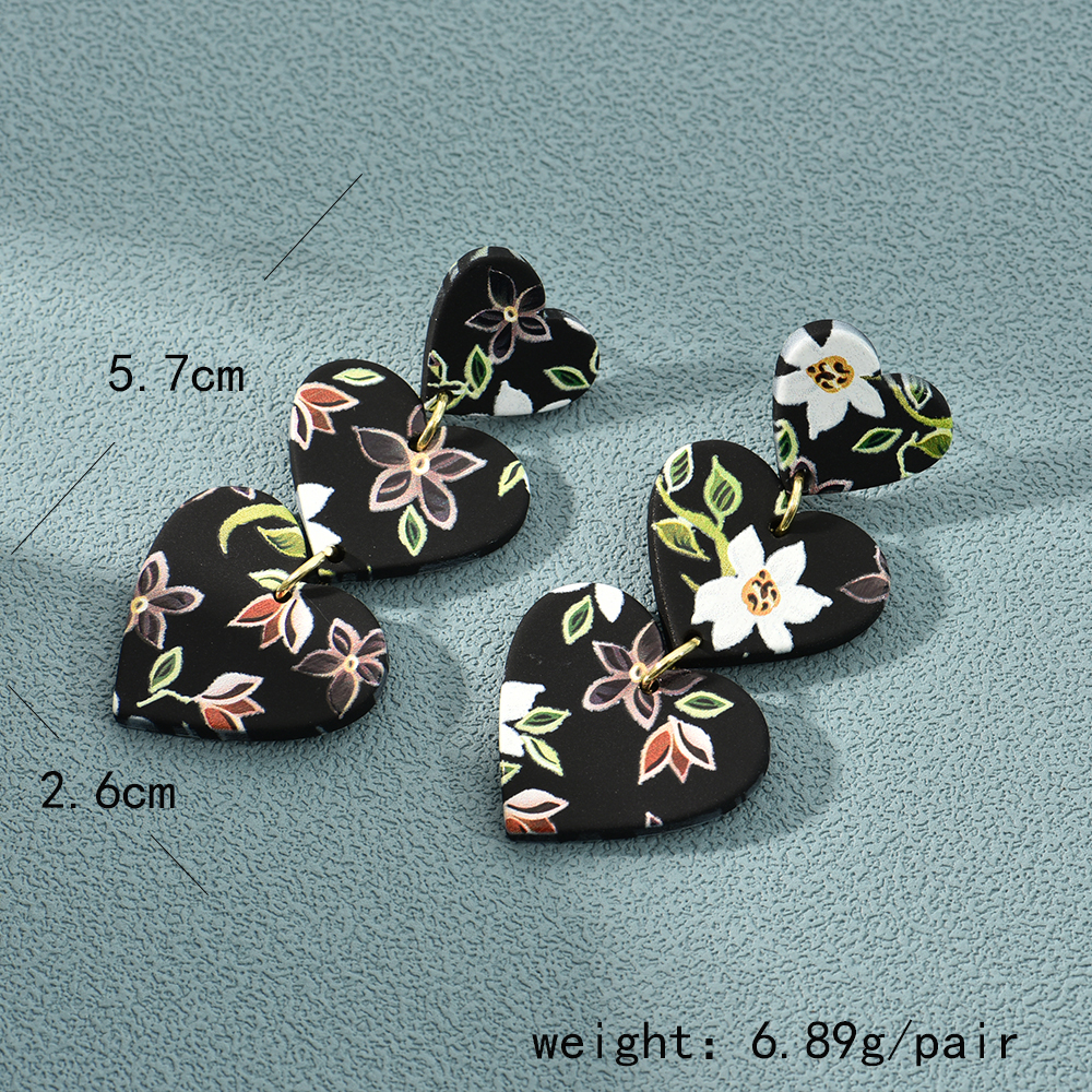 Long Pendants Earrings Ceramic Clay Texture Print - Image 2