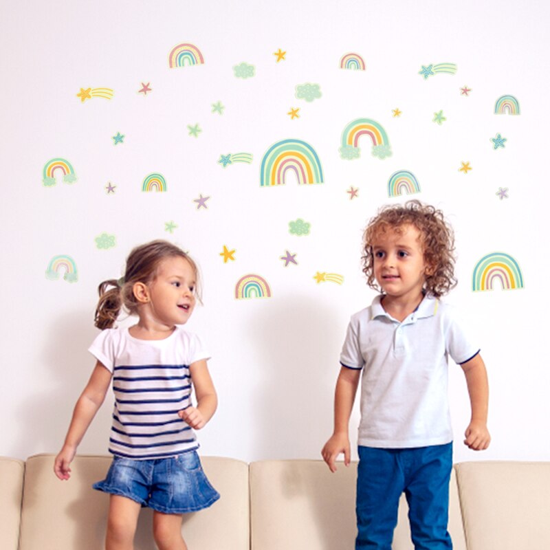 Cartoon Rainbow Cloud Luminous Wall Stickers For Baby Room Decor - Image 4