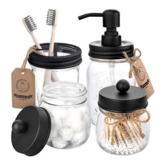 Mason Jar Bathroom Accessories Set