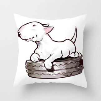 Cartoon Bull Terrier Pillow Peach Skin Style 2
