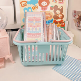 Cute Desktop Storage Box Basket, Blue