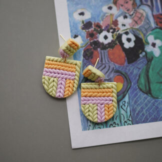 Braided Pattern Sweet Knit Polymer Clay Earrings
