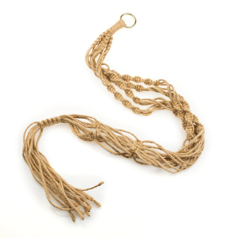 Linen Macrame Hanging Pot - Image 2