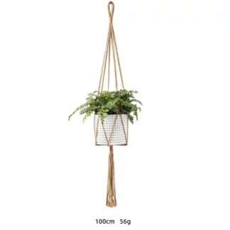Linen Macrame Hanging Pot