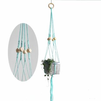 Macrame Hanging Pot With Wood Beads