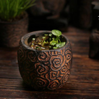 Ceramic Clay Cloud Carved Bonsai Pot