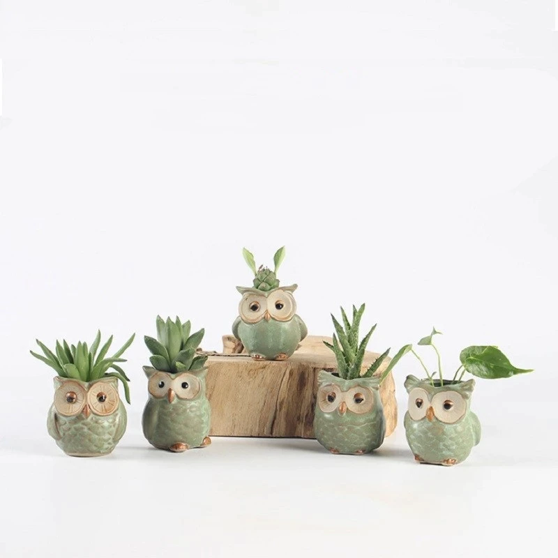 5 Pcs/Set Ceramic Owl Shape Flower Pot - Image 2