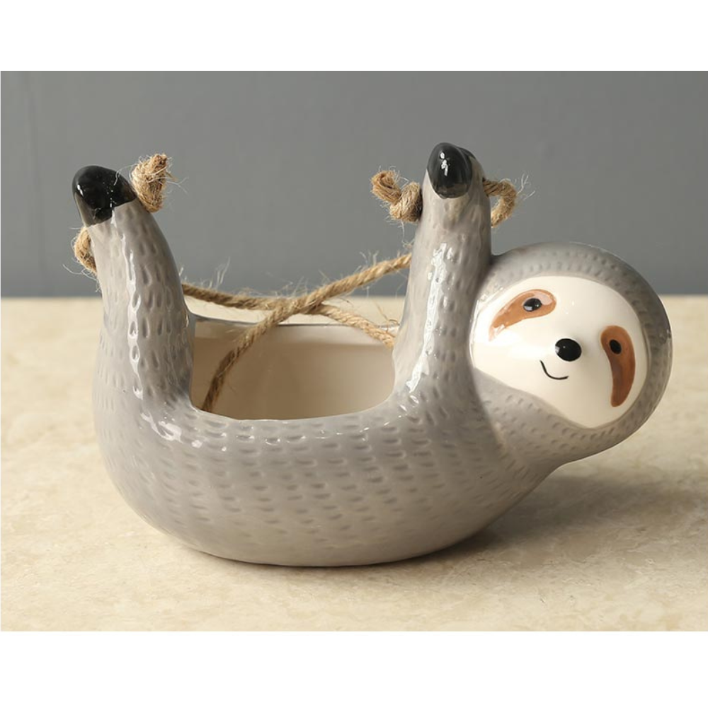 Creative Ceramic Hanging Plant Pots, Sloth Shape - Image 3