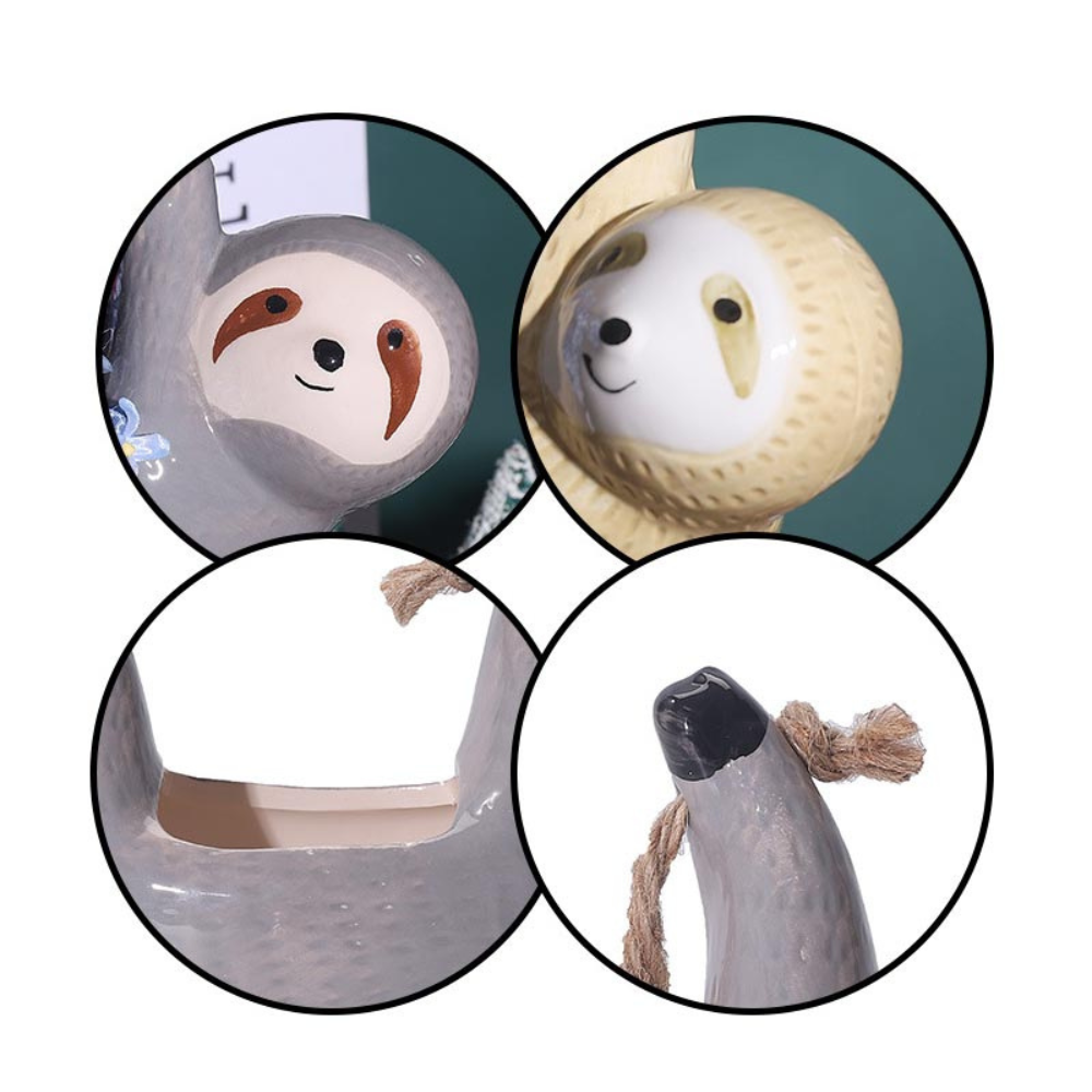 Creative Ceramic Hanging Plant Pots, Sloth Shape - Image 4
