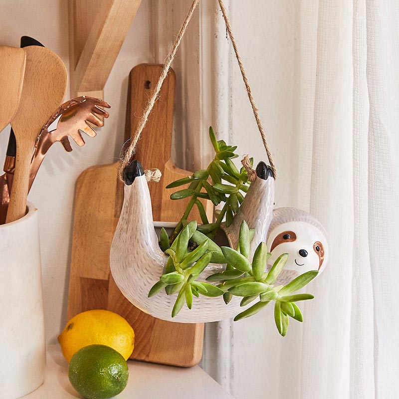 Creative Ceramic Hanging Plant Pots, Sloth Shape