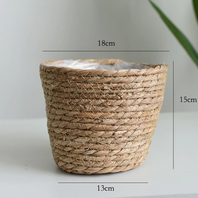 Straw Weaving Plant Basket, Sized S - Image 3