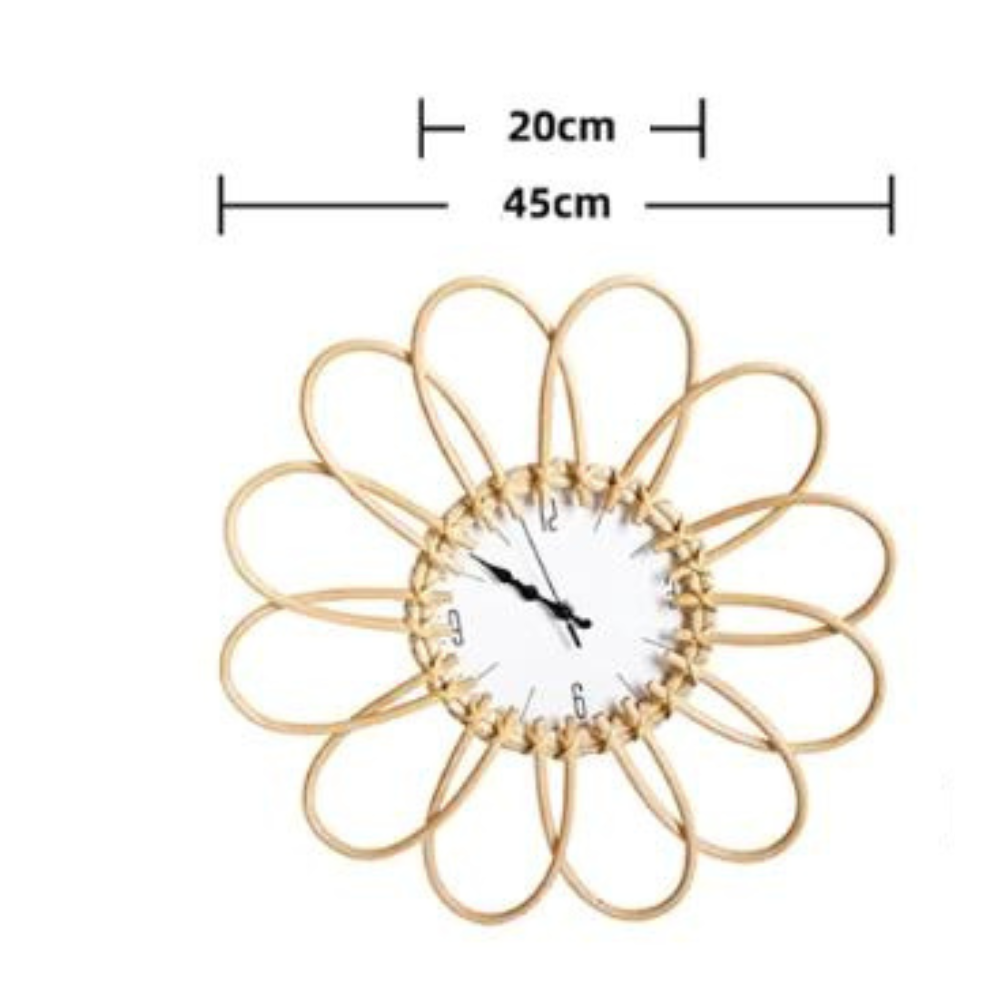 Home Living Room Decor Rattan Handwoven Frame Wall Clock - Image 2