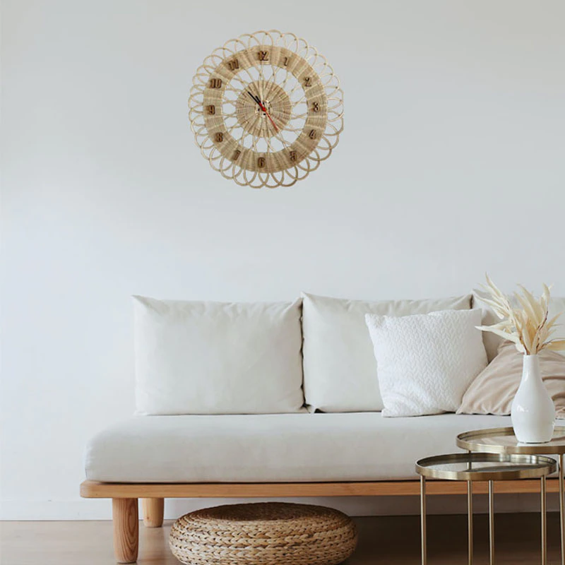 Handwoven Rattan Wall Decorative Clock - Image 2