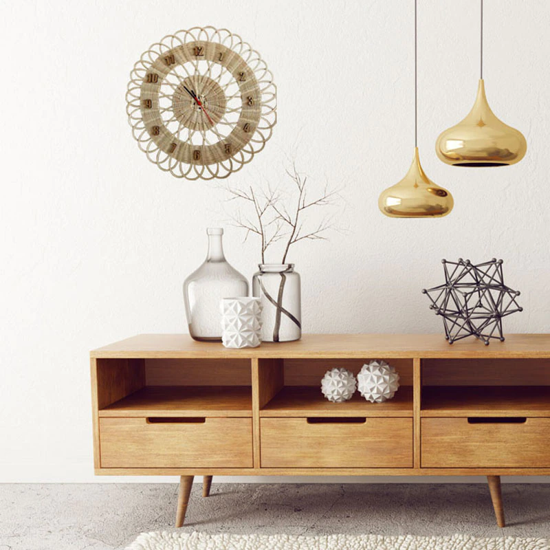 Handwoven Rattan Wall Decorative Clock - Image 3