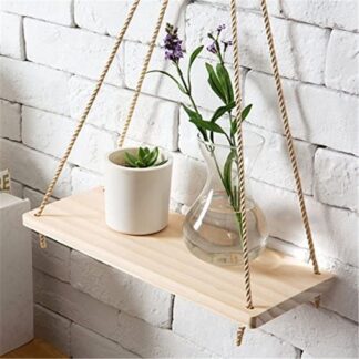 Premium Wood Swing Hanging Rope Wall Mounted Floating Shelves