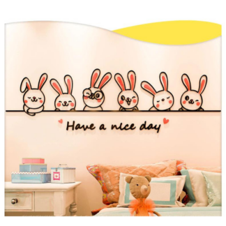 Acrylic Cartoon Bunny Wall Stickers Baby Nursery Wall Decals