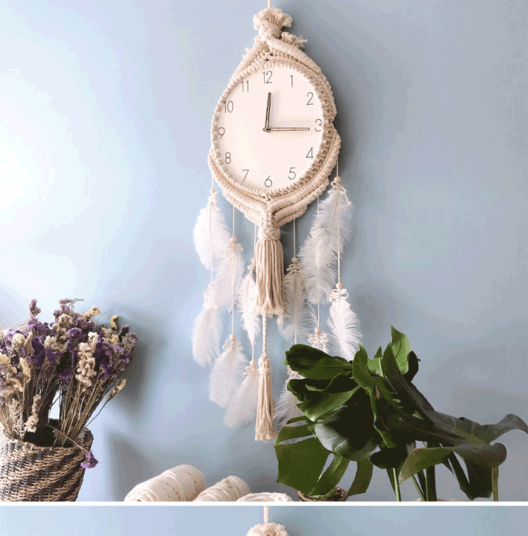 Bohemian Feather White Wall Clock - Image 2