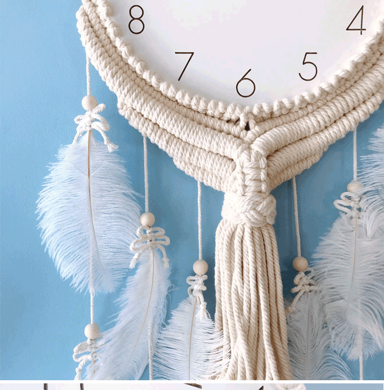 Bohemian Feather White Wall Clock - Image 4