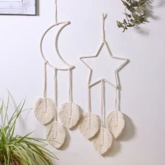 Boho Wall Decor Moon Star Macrame Dream Catcher