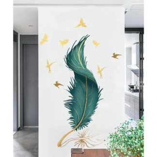 Green Feathers Bird Creative Wall Stickers