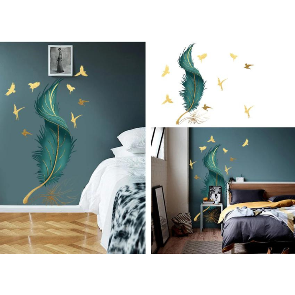 Green Feathers Bird Creative Wall Stickers - Image 3