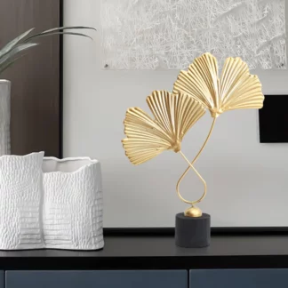 Gold Ginkgo Leaf Crafts Leaves Sculpture Luxury Living Room Decor