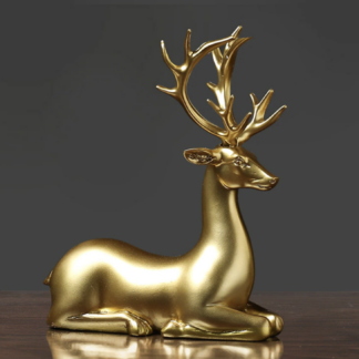 Resin Golden Sitting Deer Figurines Home Decoration