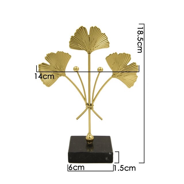 Modern Light Luxury Marble Ginkgo Leaf Iron Art Home Decoration - Image 2