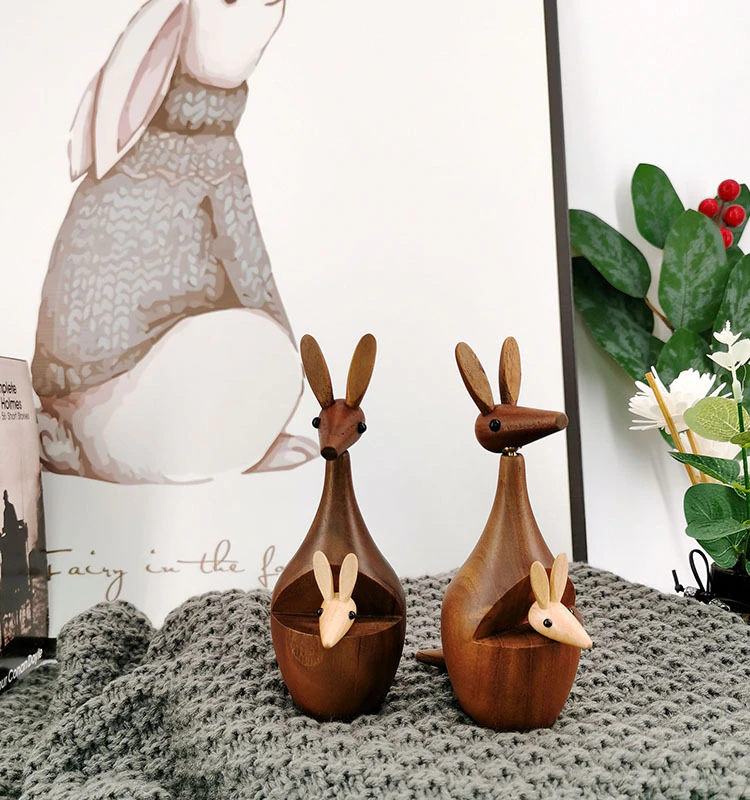 Teak Wood Kangaroo Home Decoration - Image 2