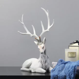 High End Resin Sit Grey Deer Statue Figurines Resin Home Decoration